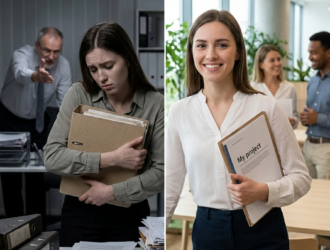 Transformation d'une jeune professionnelle : de l'épuisement au bureau avec un manager défaillant à l'épanouissement professionnel durable après un coaching.