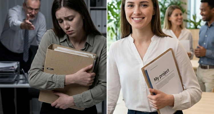 Transformation d'une jeune professionnelle : de l'épuisement au bureau avec un manager défaillant à l'épanouissement professionnel durable après un coaching.